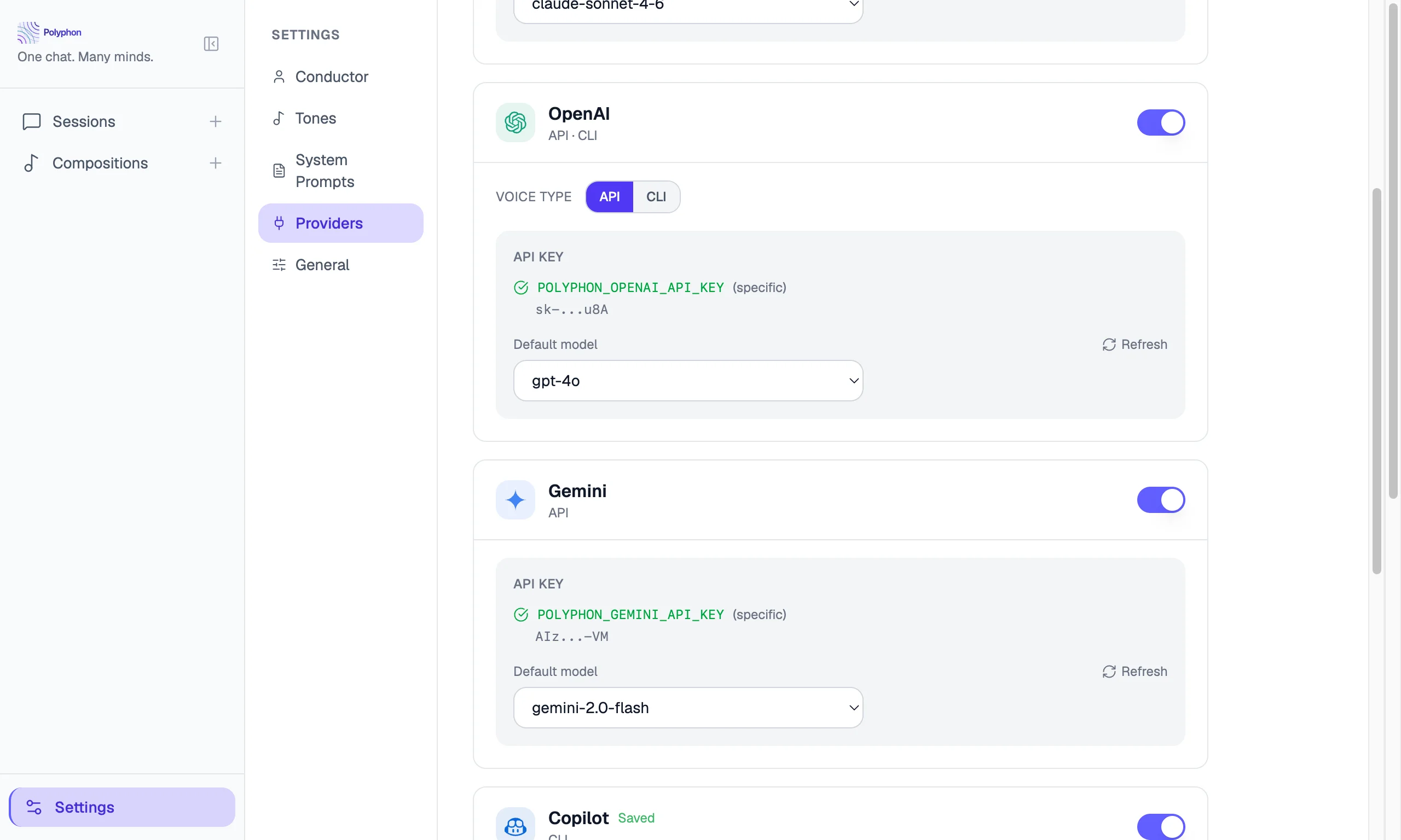 Claude CLI provider card with Available status indicator